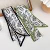 Leaf Sweet Neck Scarf Floral Satin Silk Scarf Hair Bands Flower Printed Scarf Women Hair Ribbon