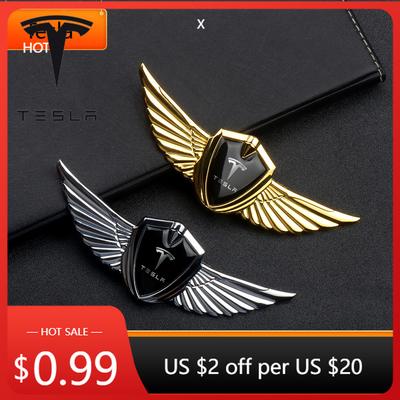 Car Sticker 3D Eagle Angel Wings Emblem Metal Car Trunk Fender Stickers Auto Decoration For Tesla Model 3 Model X Y Cybert