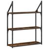 Wall Shelf with 3 Shelves Smoked Oak Finish 60 X 21 X 78.5 Cm Wood Based Material
