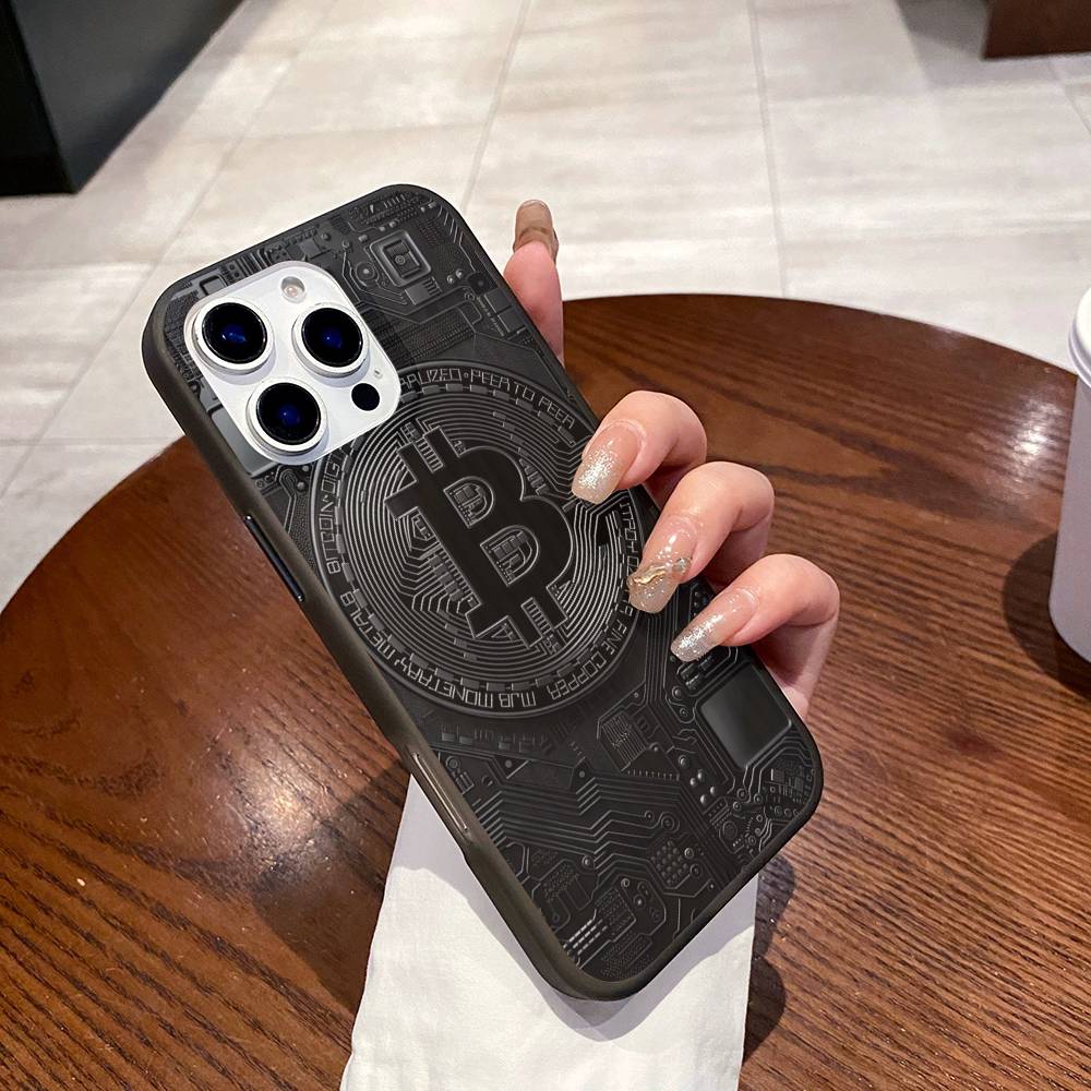Bitcoin Retro Logo For IPhone 15 16 17 14 13 12 11 Pro Max 16E 16 Plus 17 Air Corrugated Shockproof Phone Cover