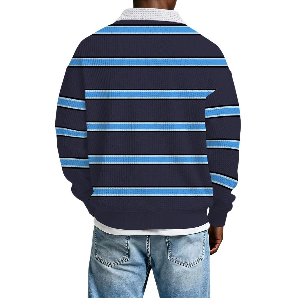 Herrars Färgblockskrage Långärmad Casual Topp