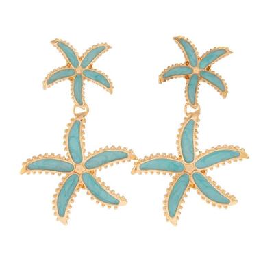 Exaggerated Blue Starfish Drop Studs Earrings Stylish Women Jewelry Gift Fashion Accessories for Party or Date Night