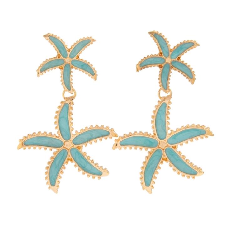 

Unique Five Leaf Flower Drop Earrings Starfish Pendant Piercing Ear Rings Statement Jewelry for Fashion Enthusiasts 1