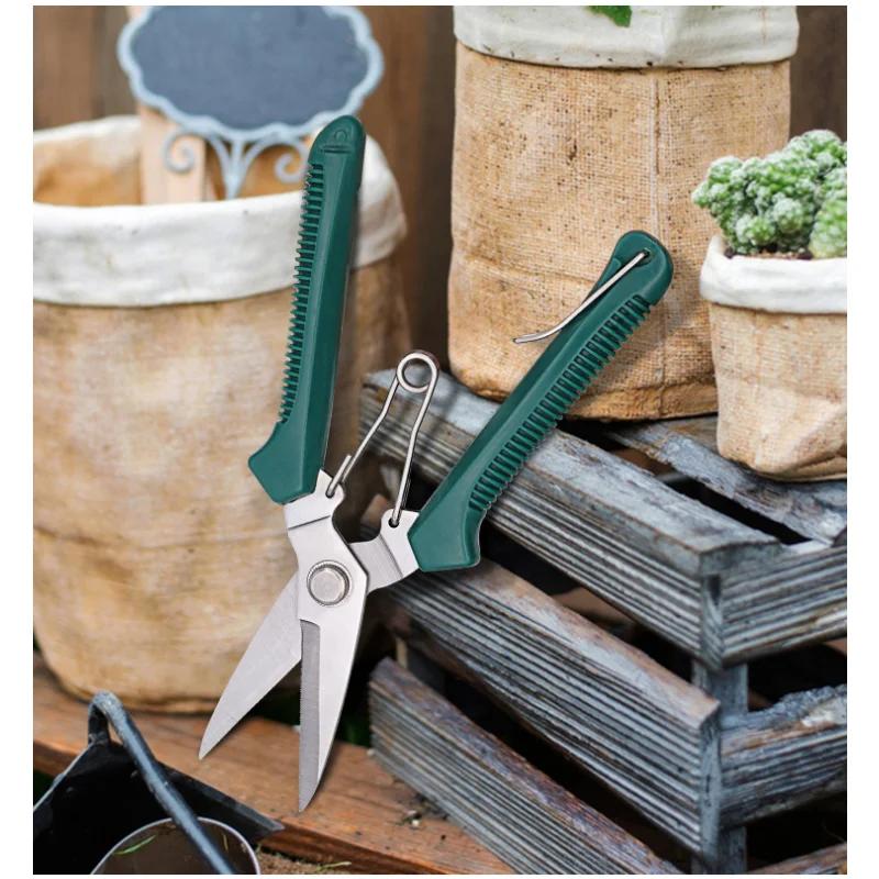 190mm Straight Head Pruning Shears Stainless Steel Non Slip Handle Garden Scissors for Bonsai Household Use
