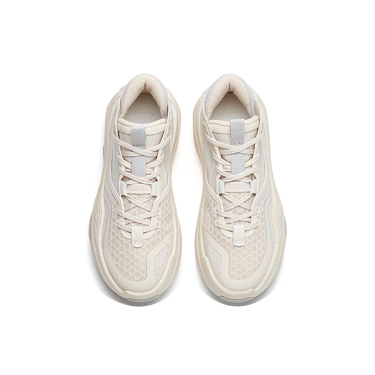 Anta C37 2.0 Lightweight And Breathable Mid top Skateboard Shoes Women's White Gray 922228082-1