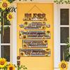 Decorative Wooden Letters for Wall Kitchen Decor, 5 Panel Bless Food Family Love Splicing Art Hanging Sign, Farmhouse Dining Room Living Pastoral