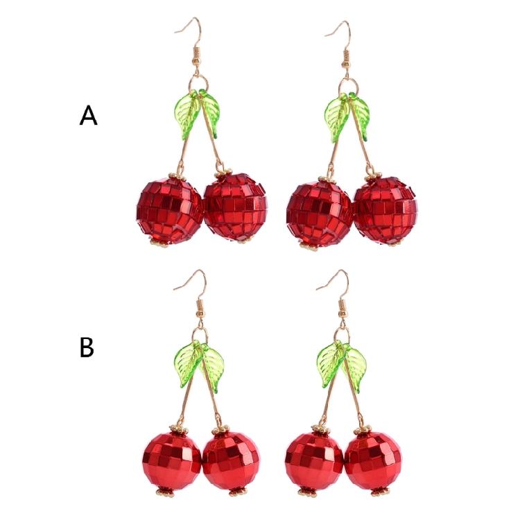 Handmade Cherry Fruit Earrings Suitable for Female Girls and Teenagers Light