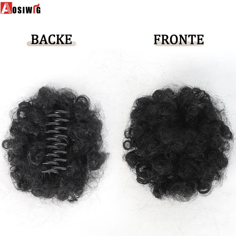 Synthetic Afro Puff Ponytail Kinky Curly Hair Bun Piece with Clips In Updo Extensions for Black Women