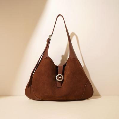 Large Capacity Suede Tote Bag Women's Armpit Bag Shoulder Bag Retro Commuter Leather Niche