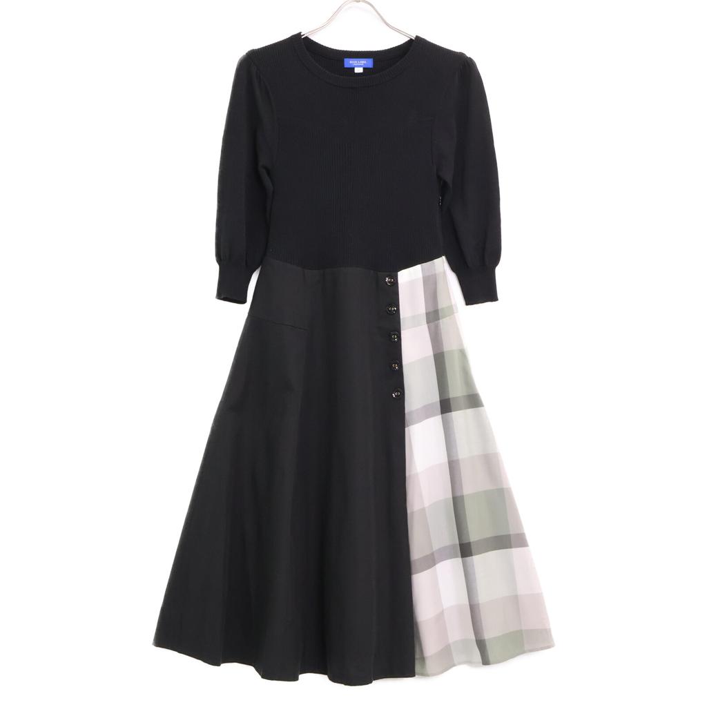 BLUE LABEL CRESTBRIDGE [22nd Year Production] 55J56-726-09 Softy Twill Knit Combination Dress 36 blackUsed