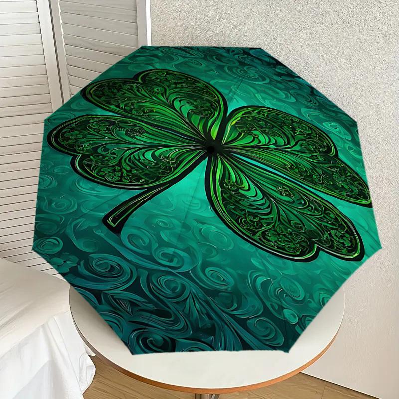 1pc Clover Automatic Open/Close Umbrella Compact Folding Umbrella with 8-Rib Shaft for Women/Men, Elegant Birthday1277S