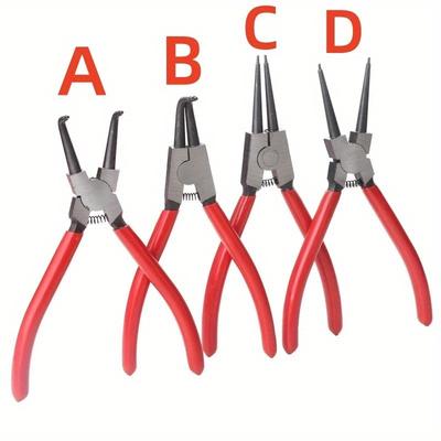 1 ud. 7" Alicates para Anillos de Retención Circlip Alicates para Circlips Internos Externos Punta Recta Mandíbula Curva para Extractor de Anillos de Retención