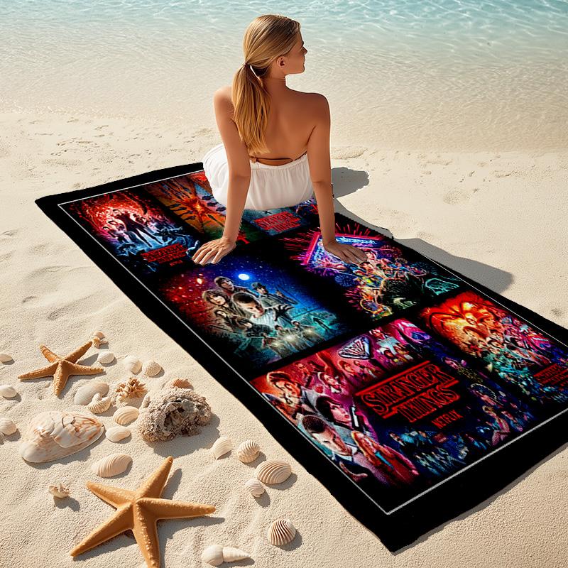 Halloween horror thriller theme Stranger Things soft beach towel outdoor camping vacation swinging beach scarf decorative blanket B17