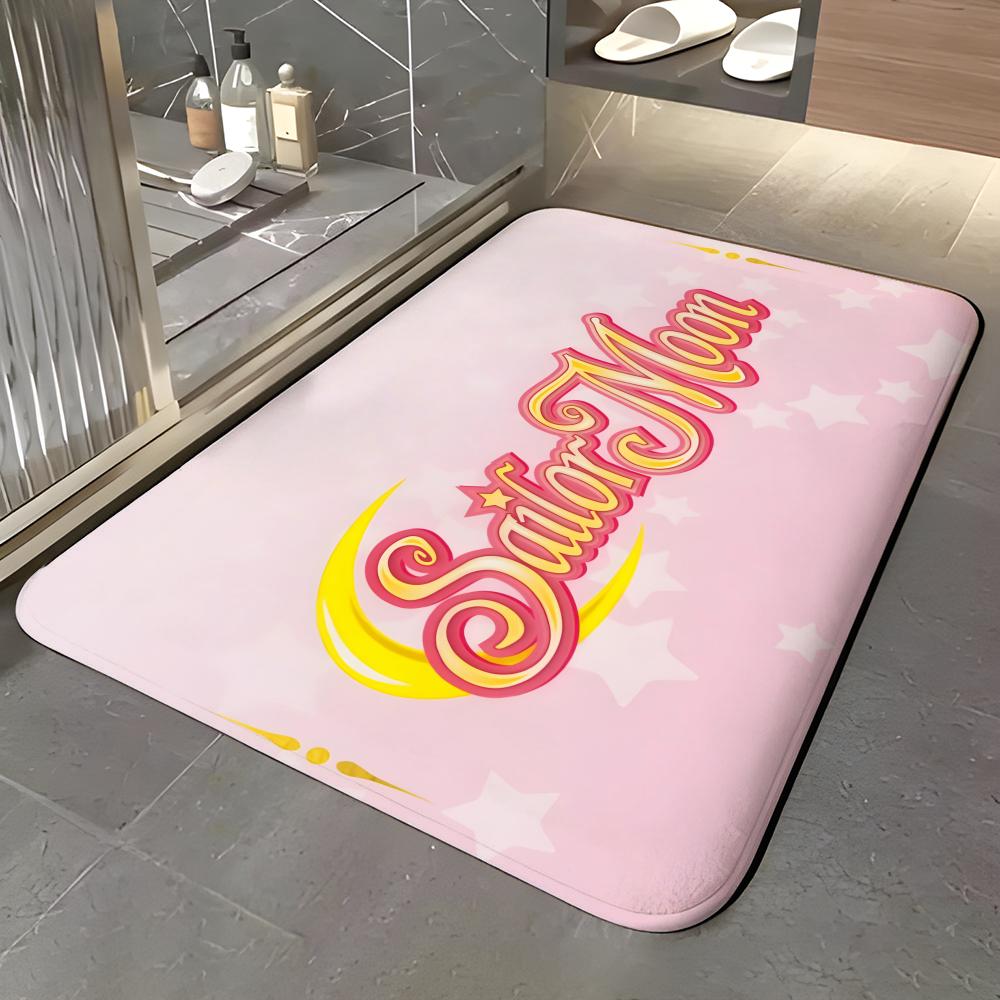 anime S-Sailor Moon Floor Mat Soft Flannel Entrance Door Mat Non Slip Absorbent Bathroom Bedroom Floor Rug