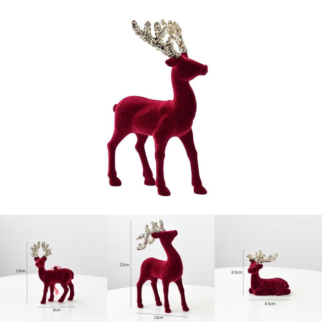 Stunning Christmas Reindeer Ornament Sparkling Burgundy Velvet Decorative Accent For Holiday Trees