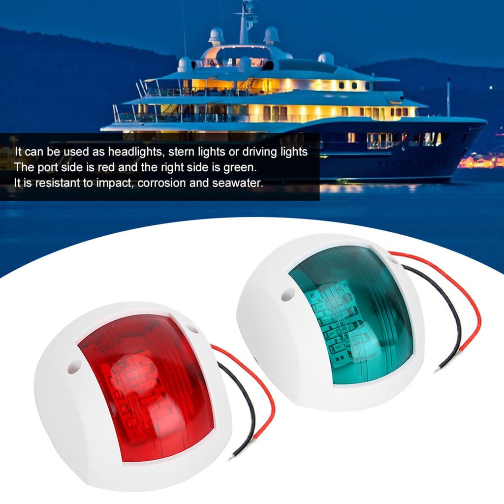 Paar Signallampen 3W LED Navigationswarnleuchte für Marineboot Yacht Rot Grün