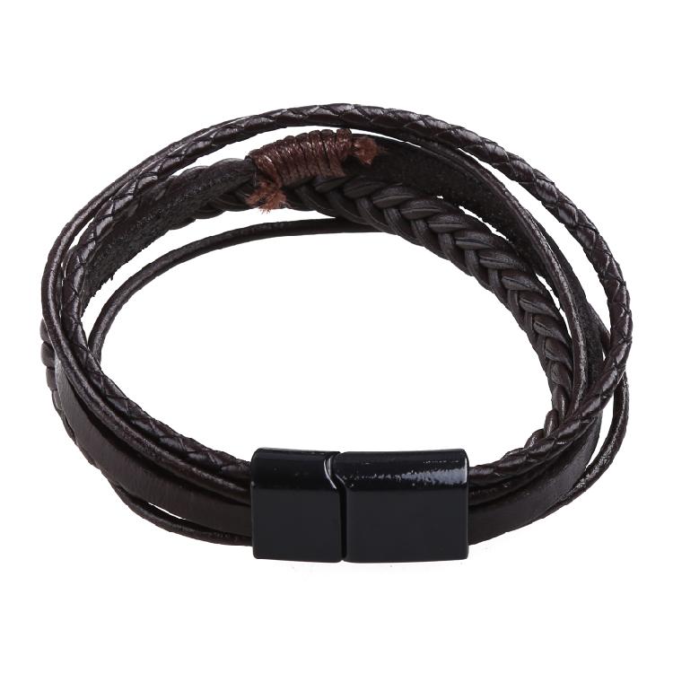 Echtes Lederarmband für Damen & Herren Unisex Mehrschichtiges Lederarmband Accessoire Geschenk für Freunde Familien braun