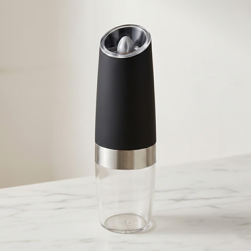 

Electric Salt Pepper Grinder Set Battery Powered Gravity Mill Automatic Adjustable Coarseness with LED Light Kitchen Gadget чорний
