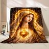 1PC Our Lady of the Golden Heart Print Blanket Warm Soft Fluffy Kids and Adult Sofa Bed Throw Blanket Outdoor Travel Camping RV