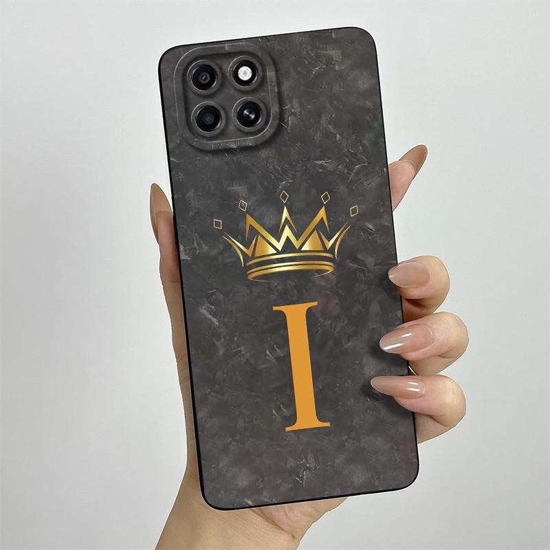 Für Infinix Smart 6 HD Hülle Smart 6HD Handyhülle X6512 Mode Krone Buchstaben Vollpaket Matt Anti-Drop Weiche Schutzhülle