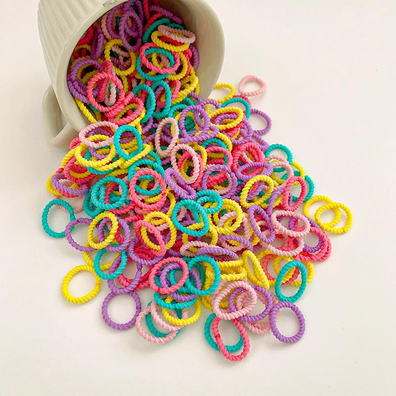 Colorful No-Damage Hair Bands for Kids, Little Girl Hair Ties & Rings, Disposable Elastic Circles