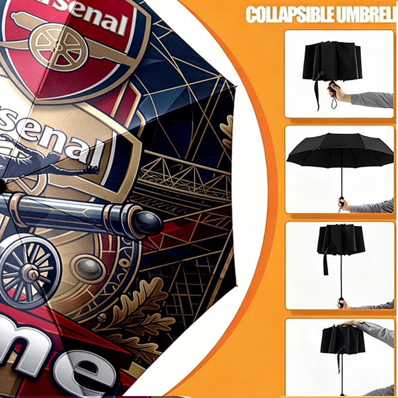 Custom Name Personalized Arsenal Football Club Print Umbrella, Auto Open Close, 8‑Rib Sturdy Frame, Commute Camping Hiking Use, Birthday Gift