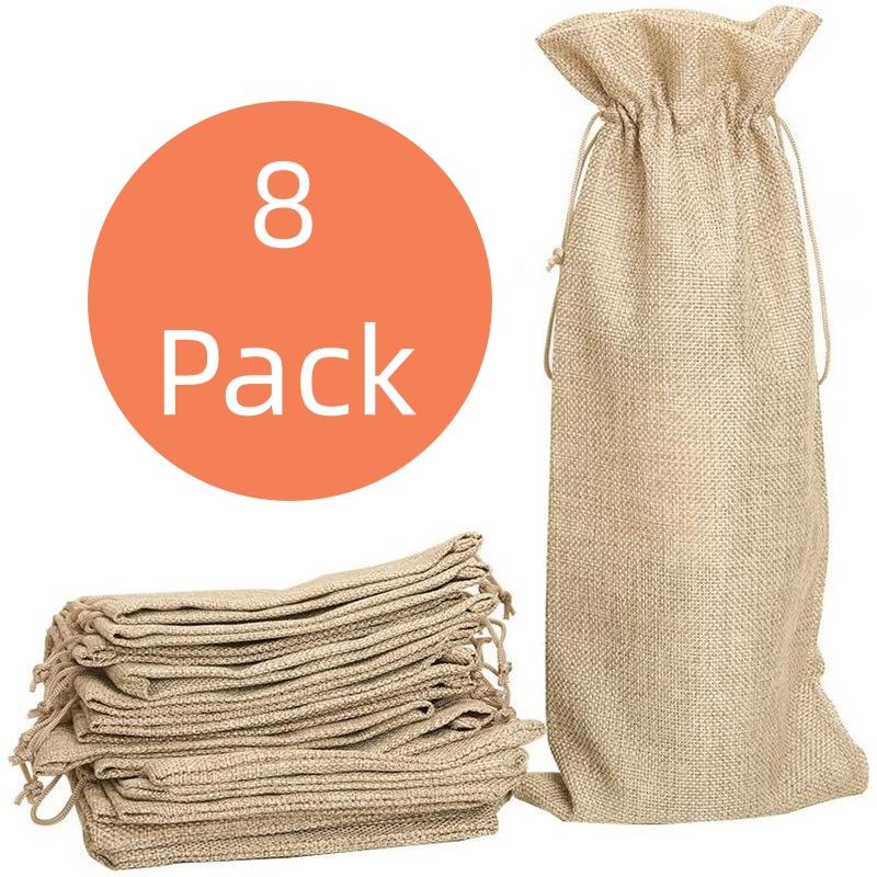 

Мішок для червоного вина з мішковини для подарунків, кишеньковий подарунковий пакет, який використовується для святкових подарункових пакетів для вина бежевий