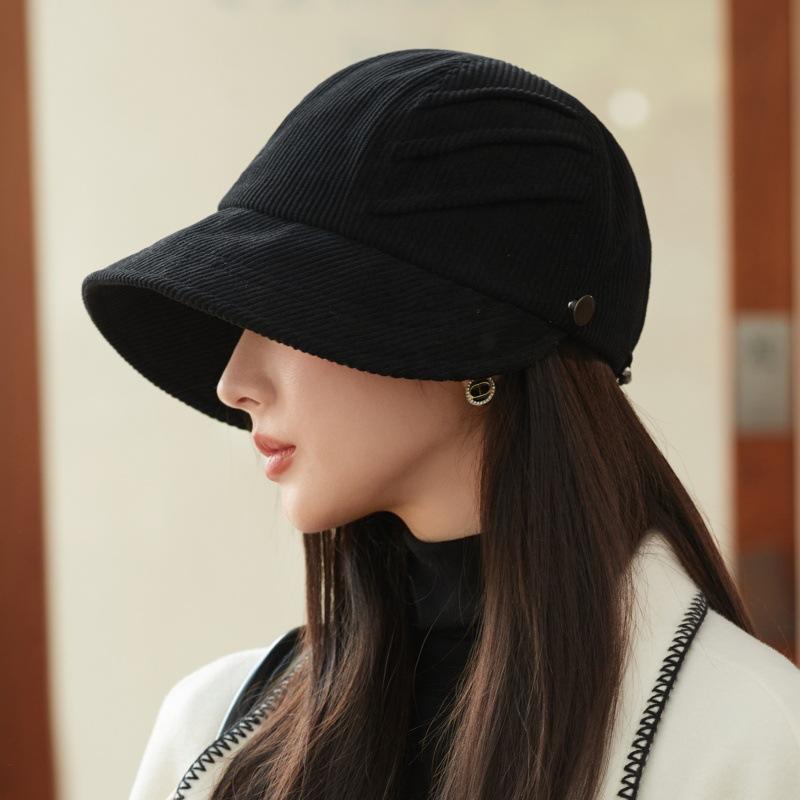 New Equestrian Hat Pleated Corduroy Bucket Hat Autumn New Sunscreen Hat Basin Hat Fit for Outdoor, Casual & Formal Events