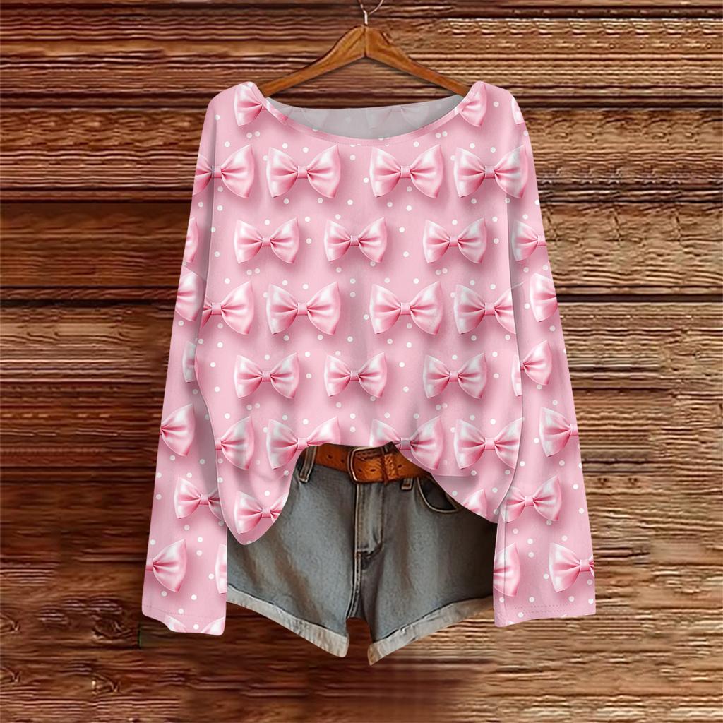 Long Sleeve Shirts For Women Printed Tees Blouses Casual Plus Size Basic Tops Pullover Casual Tunic Top Loose FitShirt