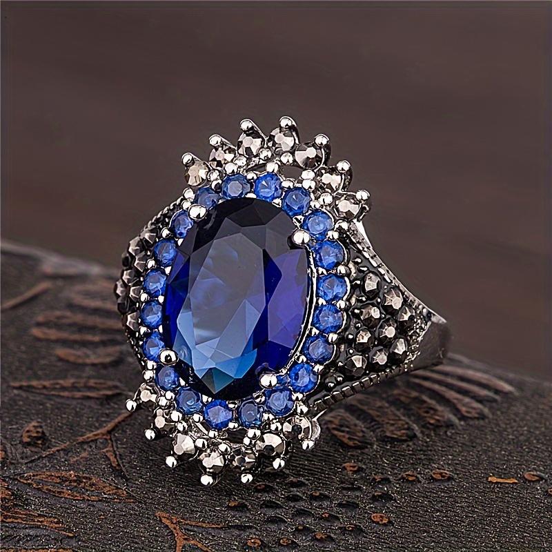 Retro Exaggerated Design Elegant Women's Fashion Oval Artificial Synthetic Red Garnet Ring Classic Design Women's EngaSynthetic Gemstoneent and Propos