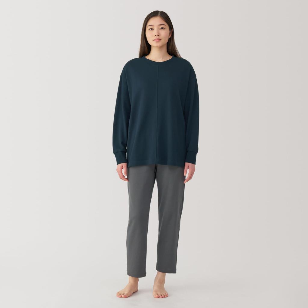 MUJI Loosely Twisted Sweatshirt Long Sleeve Loungewear Size S Women's Set, Navy, (FD1LAA5S)