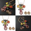 Jewelry Set With Crystal Beads And Aluminum Wire Handcrafted Flower Pendant For Women