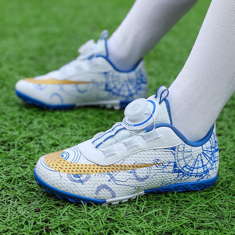 

Трансграничные детские футбольные бутсы, мужские и женские шиповки, спортивная обувь для учеников начальной школы и мальчиков, вращающаяся застежка, 38