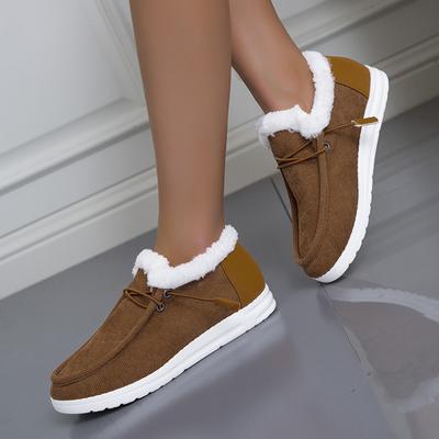 Foreign Trade Women's Large Size Autumn and Winter New Thick-soled Piled Thickened Warm Cotton Shoes Casual Flat Cotton Shoes In Stock