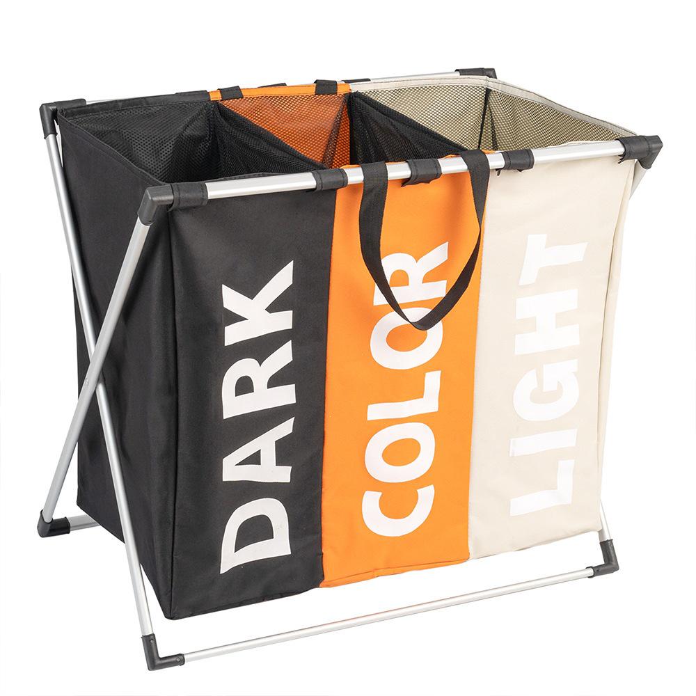 Shushi Oxford Cloth Waterproof Laundry Basket with Compartments and Foldable Design
