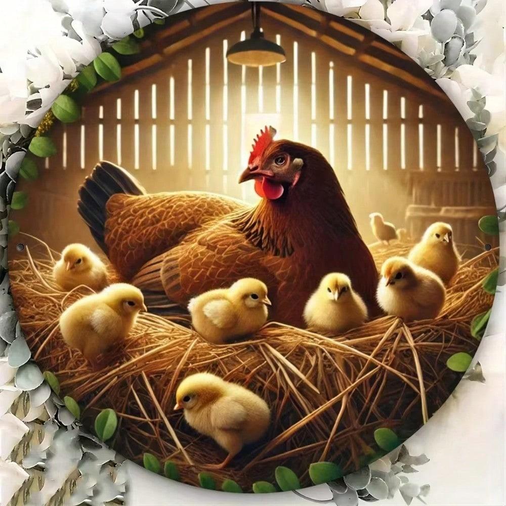 

Rustic Farmhouse Chicken Wall Art, 2D Flat Iron Plaque for Living Room Kitchen Decor M белый