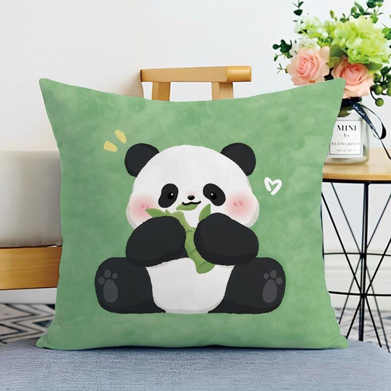 Cute Panda Print Decorative Pillowcase Bedroom Living Room Square Cushion Pillowcase