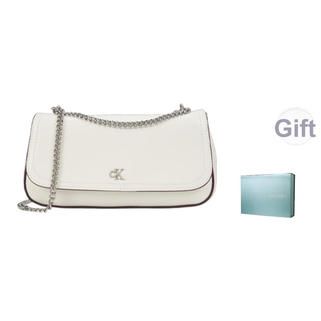 Calvin Klein Elegant Commuter Letter Logo Synthetic Material Shoulder Crossbody Bag Small Women Bags Lily-White 4F3172G-FUP