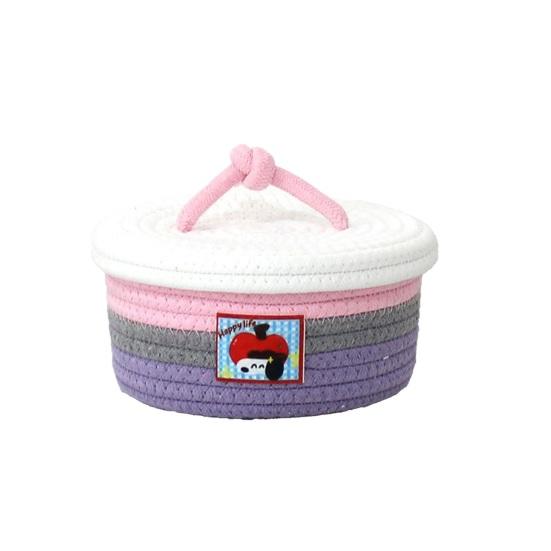 

Storage Box with Lid Dust-Proof Organizer Colorful Cotton Thread Container for Bedside Table Dressing