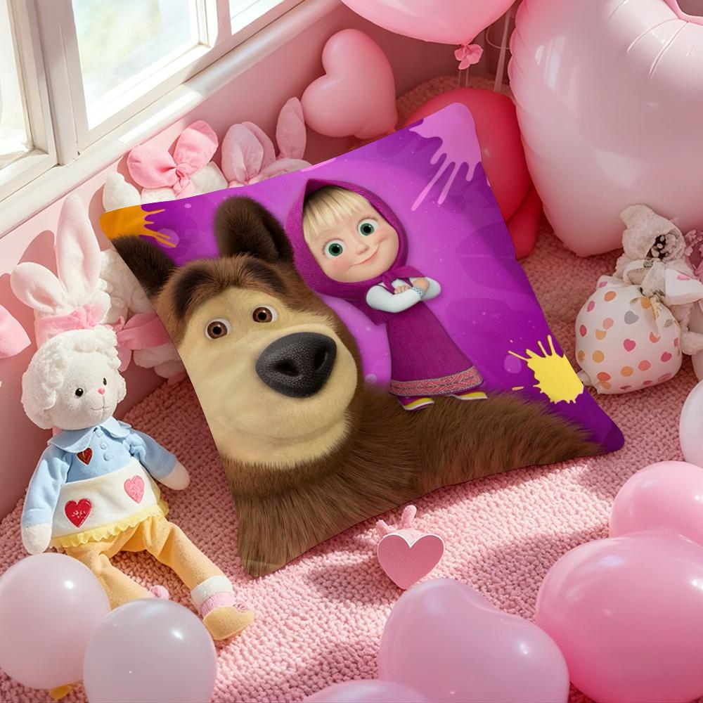 Cartoon M-Masha und die B-Bären Kissenbezug Muster Gedruckter Kissenbezug für Wohnzimmer Sofa Kissenbezug & Schlafzimmer Dekoration