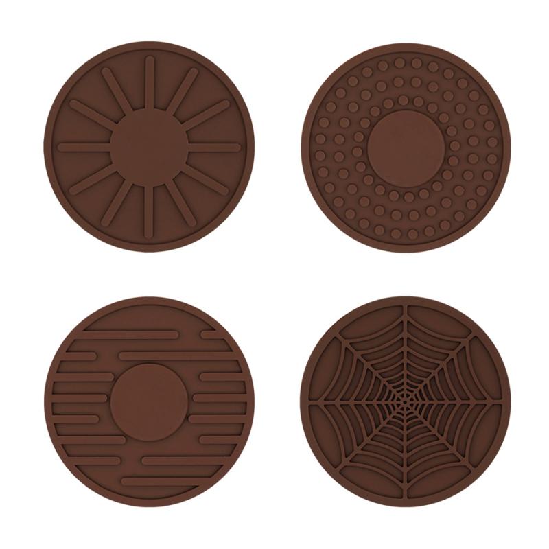 Hot! 4pcs Silicone Coaster Creative Round Universal Household Cup Mat For Water Cup Coffee Cup Tea Cup