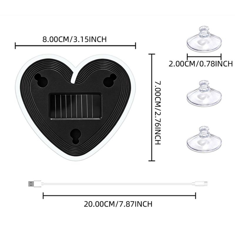 1 Set Heart-Shaped Rgb-Free Color-Changing Interior Wiring Free Atmosphere Light Solar-Powered Led Car Window Neon Lights