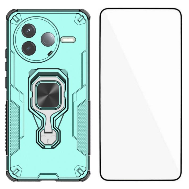 

For Xiaomi Poco F7 Pro 5G/Xiaomi Redmi K80 5G Phone Case WANLONFENG PC TPU Back Cover Kickstand with Tempered Glass Green
