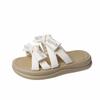 thick-soled pearl slippers for women to wear in the summer of 2025, the new fairy style fashion bow muffin open-toed sandals