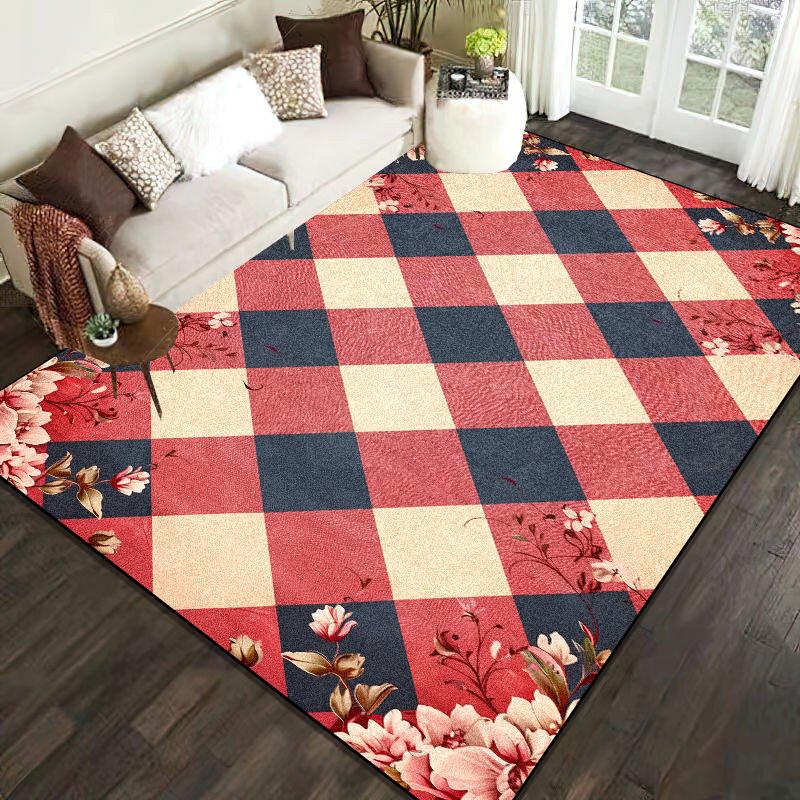 Nordic Style Geometric Large Rugs for Living Room Modern Decoration Home Carpet Luxury Green Bedroom Rug Non-slip Washable Mat