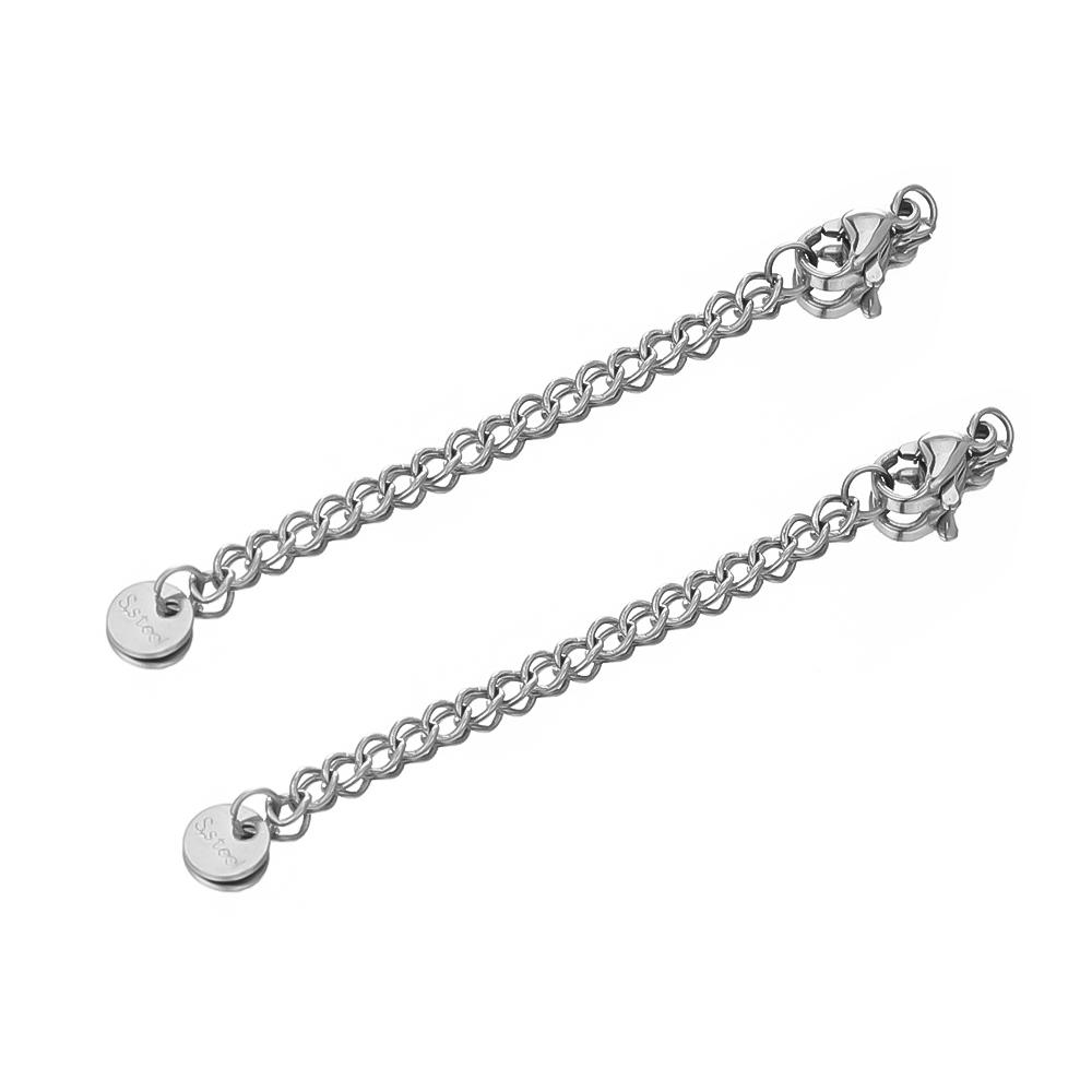 10pcs Stainless Steel Extension Extended Tail Chains Lobster Clasps Connectors DIY Jewelry Making Findings Bracelet Necklaces