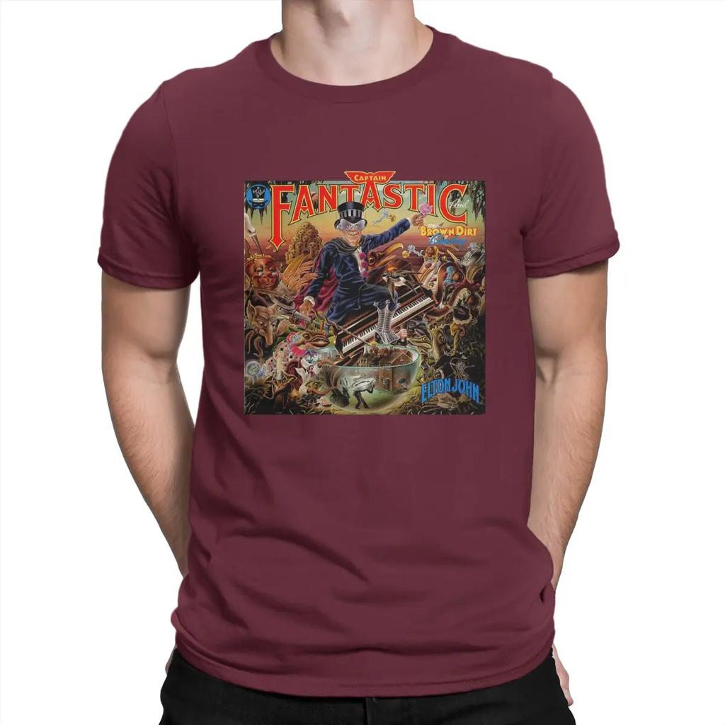 Captain Fantastic And The Brown Dirt Cowboy Music T-Shirts for Men E-Elton John Singer Funny Pure Cotton Tee Shirt Round