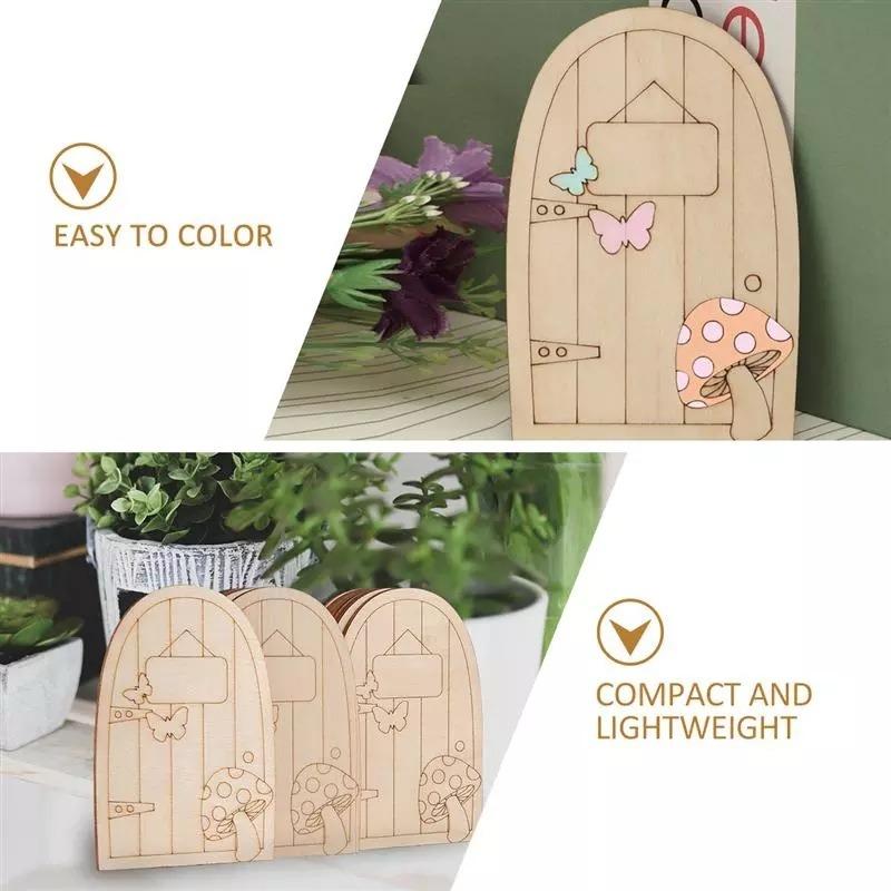 10pcs Fairy Door Miniature Wooden Garden Doors Windows Unfinished Window Mini House DIY Craft for Wall Home Party Decoration