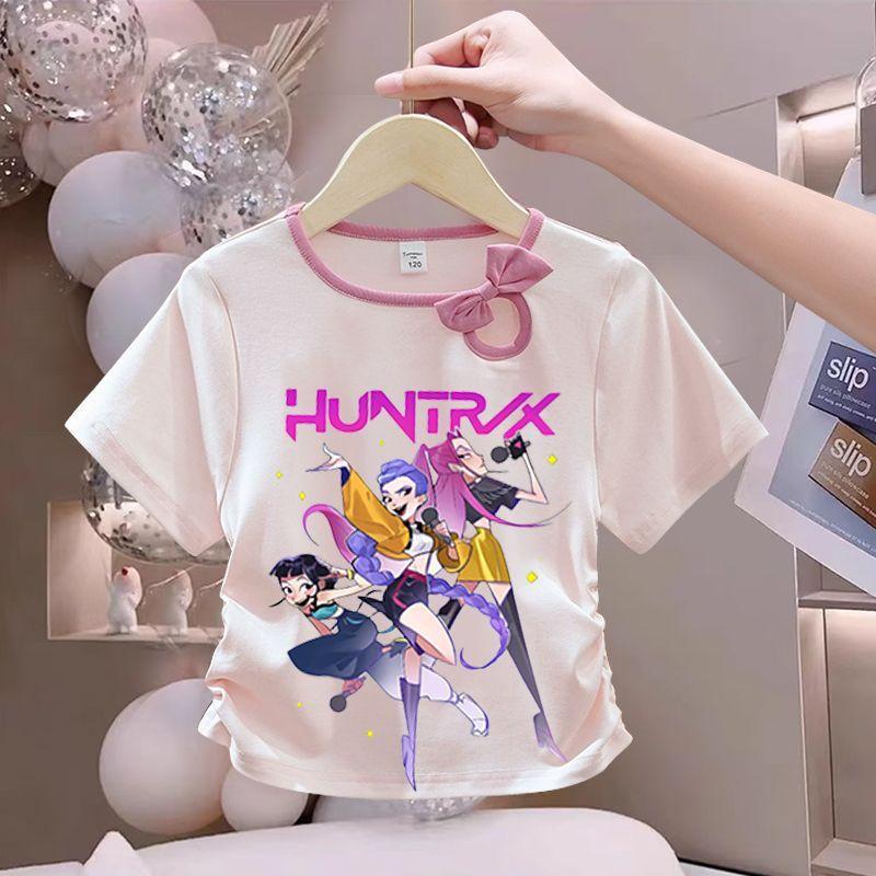 Girls' Fashionized Witch-Hunting Girl Group Top - Summer Children's Round-neck Short-sleeved Pure Cotton T-shirt