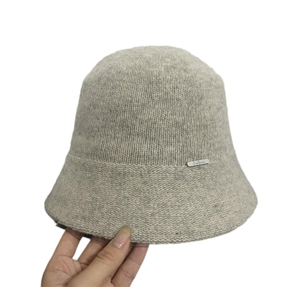 Versatile Women's Autumn and Winter Knitted Bucket Hat New Temperament Warm Bucket Hat Showing Small Face Big Head Circumference Basin Hat Tide